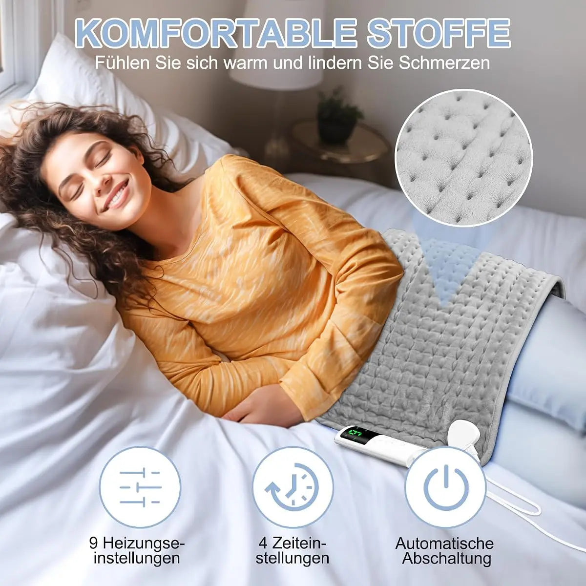 Coussin Chauffant Électrique 30x60 cm en Peluche Douce