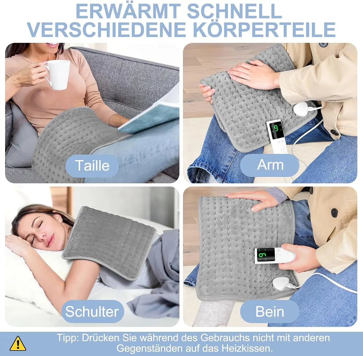 Coussin Chauffant Électrique 30x60 cm en Peluche Douce